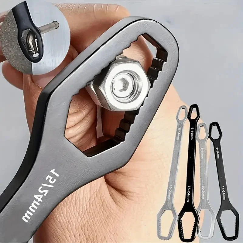 Double-Ended Adjustable Wrench | 3-17mm Size Range for Automotive Repair & Household Use | General Purpose Tool