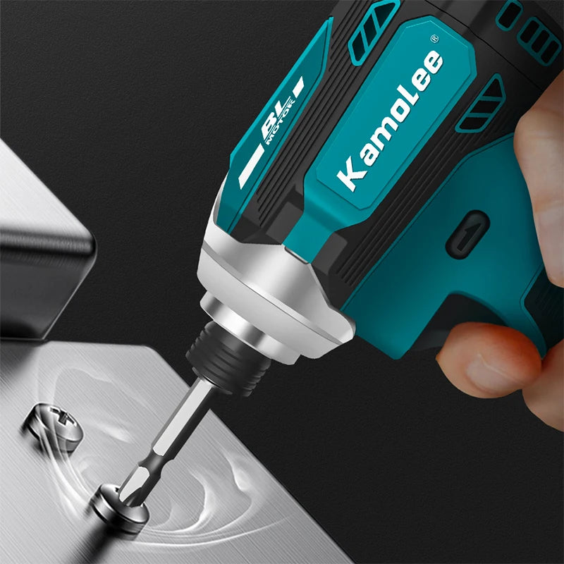 Kamolee 588Nm Cordless Electric Impact Brushless Wrench 5 Speed Screwdriver Power Tool 1/4" with 3 LED Light for 18V 21V Battery