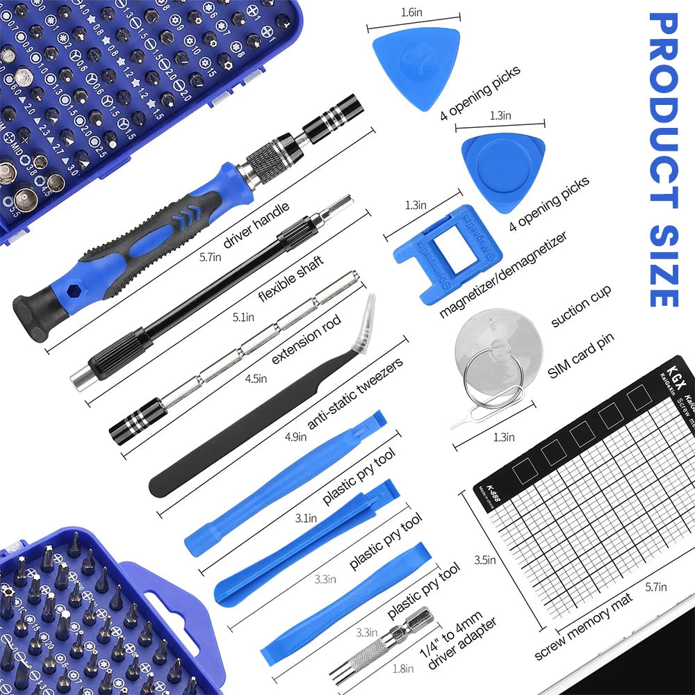 122-Piece Magnetic Screwdriver Set Professional Precision Tool Kit with CR-V Steel Bits Magnetic Tips For DIY Repairs