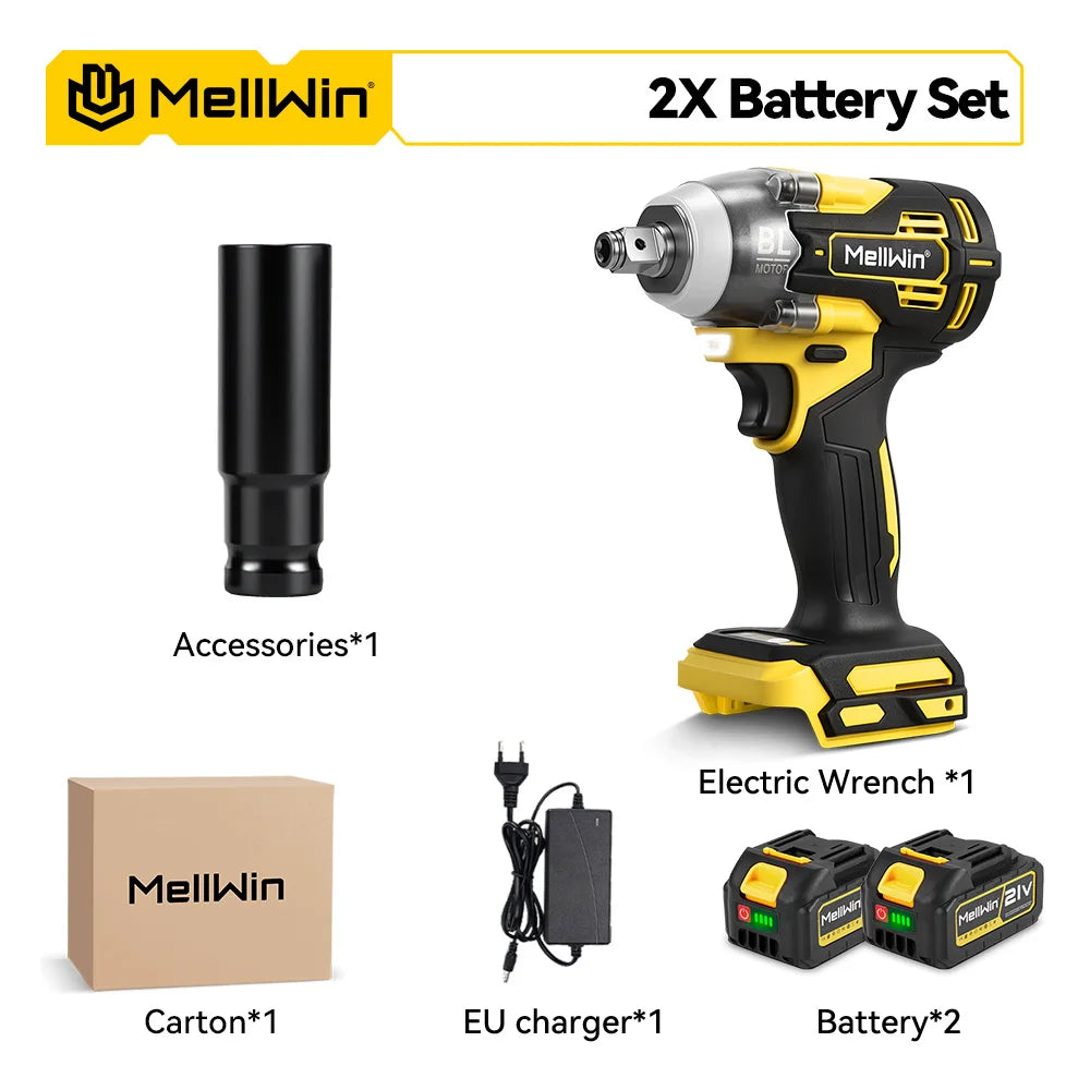 MELLWIN Brushless 520N·m Multi Electric Impact Wrench Set 3IN1 Electric Drill Screwdrive Repair Tool For Makita 18V Battery Pin