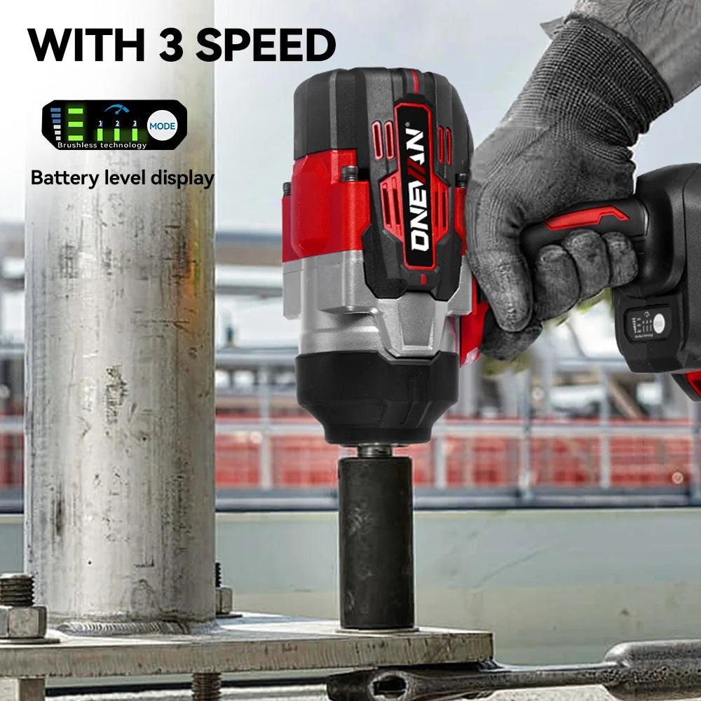 ONEVAN 2800N.M 2800W Brushless Electric Impact Wrench 1/2 Inch Cordless Wrench Screwdriver Power Tool For Makita 18V Battery Pin