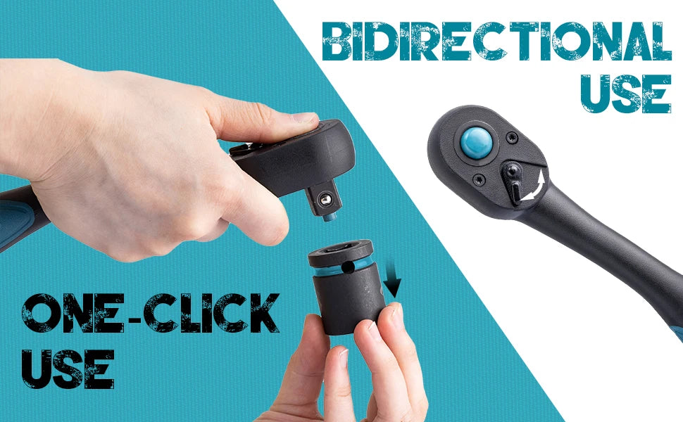 LIBRATON 72-Tooth Ratchet Wrench Quick Release Ratchet Handle Reversible 1/4'' 3/8'' 1/2'' Drive Auto Repair Tool Home DIY Tools