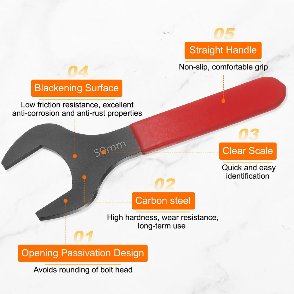 Uxcell 21mm-58mm Metric Single Open End Wrench 15 Degree Offset Angle U-Shaped Spanner Flat Head Blackening for Auto Repair