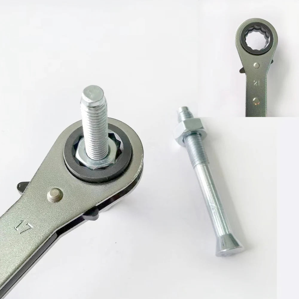 4-in-1 Wrench Double Head Ring Ratchet Wrench 6/8/9/10/11/12/13/14/15/16/17/18/19/21mm Chrome Vanadium Steel Ratchet Spanner Set