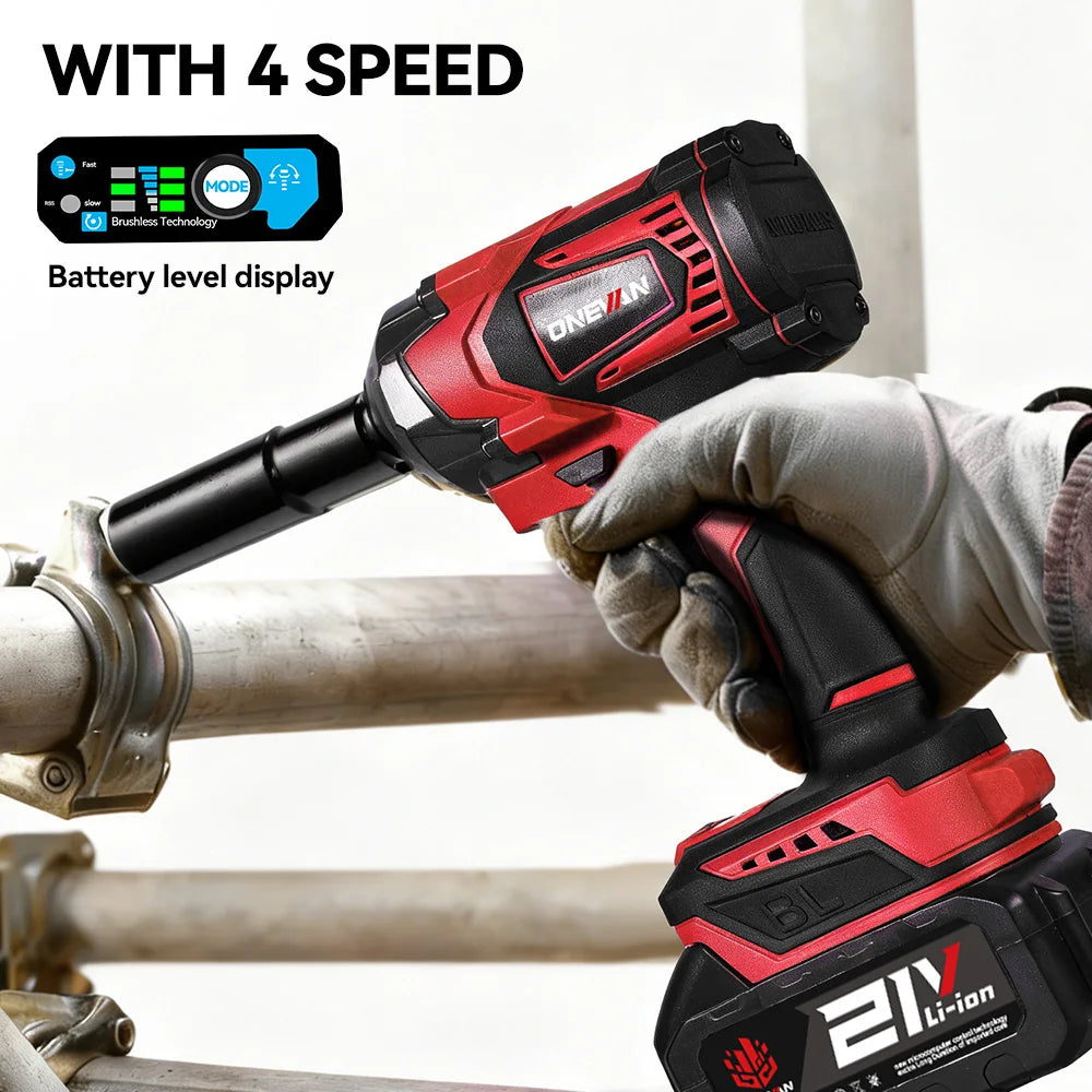 ONEVAN 1200N.M Brushless Electric Impact Wrench 1/2 inch Cordless Screwdriver Wrench Power Tool For Makita 18V Battery Pin