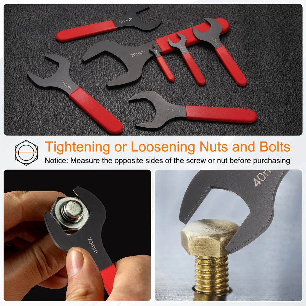 Uxcell 21mm-58mm Metric Single Open End Wrench 15 Degree Offset Angle U-Shaped Spanner Flat Head Blackening for Auto Repair