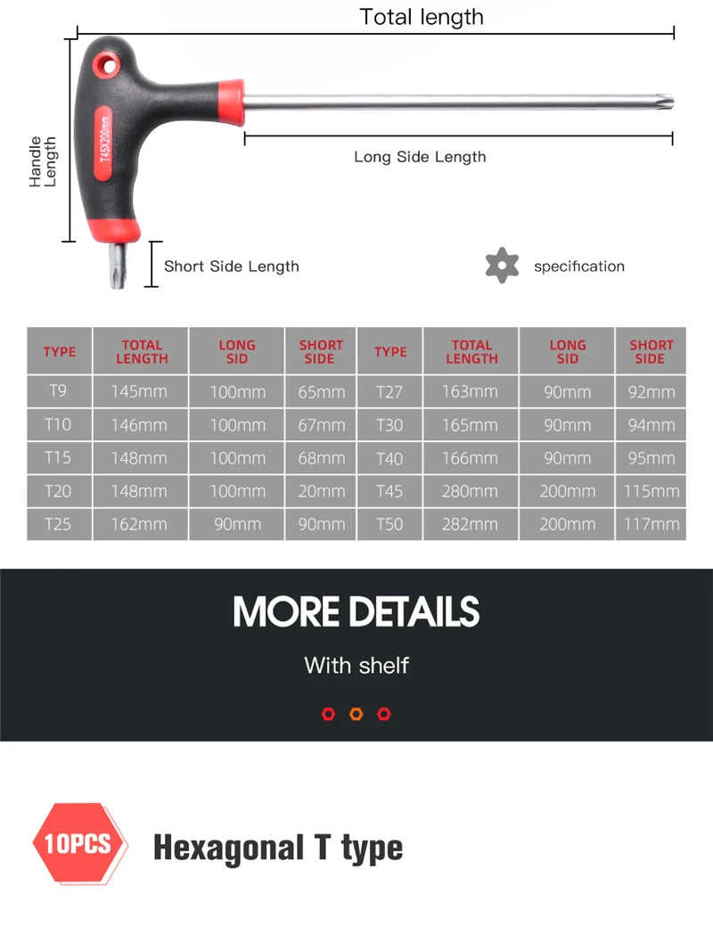 Professional Color Coded Long Hex Key Set,10 Piece Metric Allen Key Set,Easily Access Hard-to-Reach Spots, Includes Storage Case