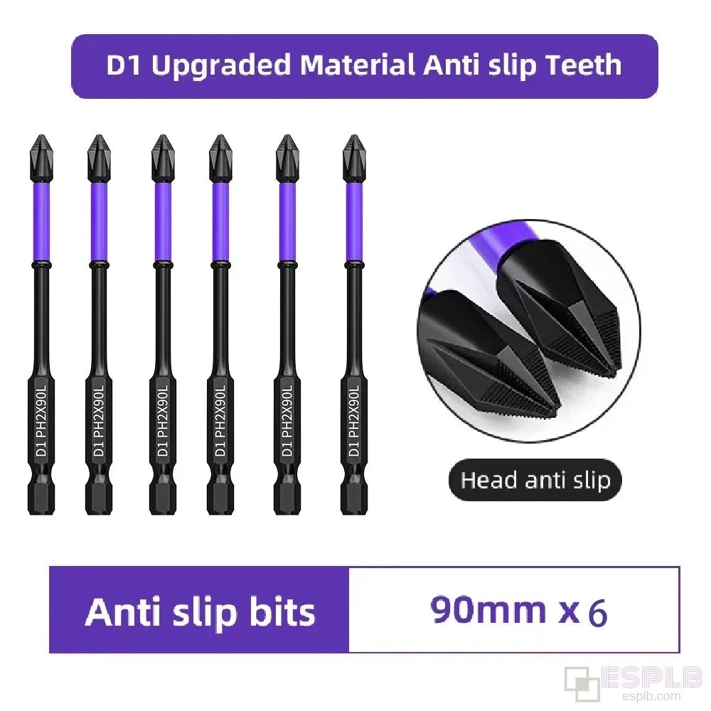 ESPLB 6pcs Non-Slip Upgraded High Hardness Strong Magnetic Phillips Screwdriver Bits Shockproof Hex Shank Alloy Steel Bits