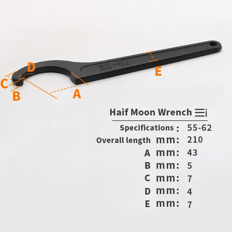 1pcs Round Nut Hook Spanner Mill Holder Half Moon Wrench 22-26 34-36 38-42 45-52 55-62 85-105 90-95 165-170