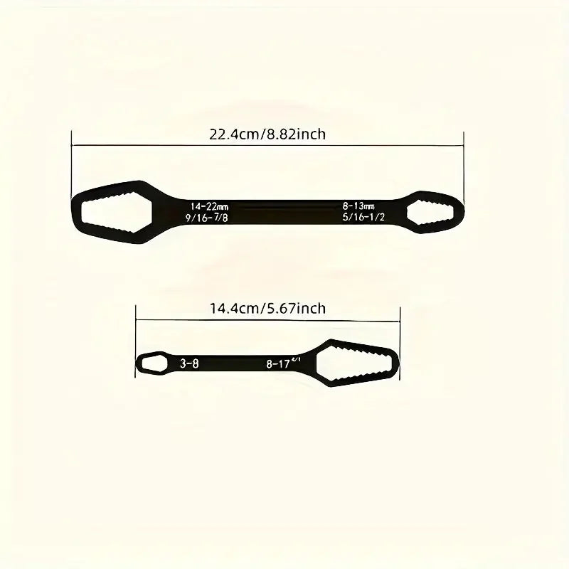 Double-Ended Adjustable Wrench | 3-17mm Size Range for Automotive Repair & Household Use | General Purpose Tool