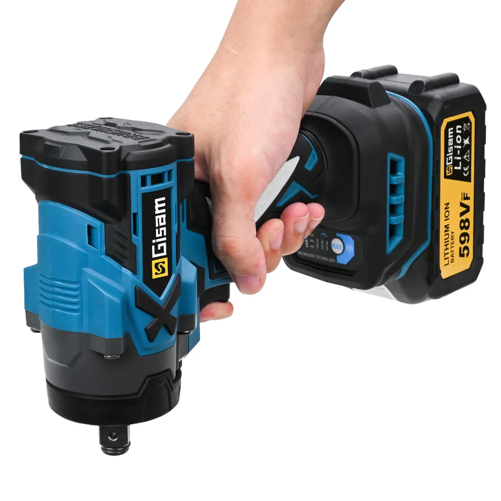 Gisam 900N.M Torque Brushless Electric Impact Wrench 1/2 inch Cordless Wrench Screwdriver Power Tools For Makita 18V Battery Pin