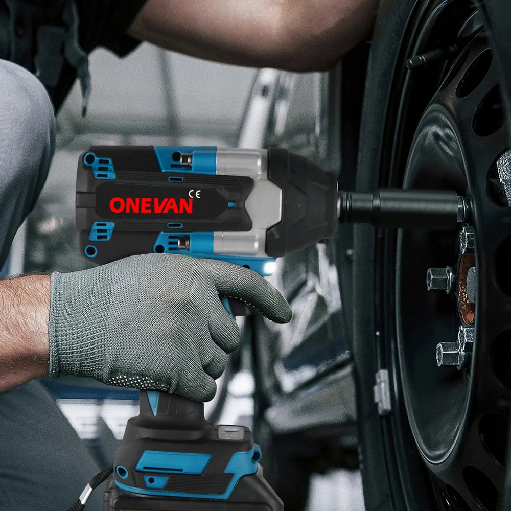 ONEVAN High Torque Cordless Brushless Electric Impact Wrench 1800N.M 1/2" Drill Screwdrivers Power Tools For Makita Battery Pin