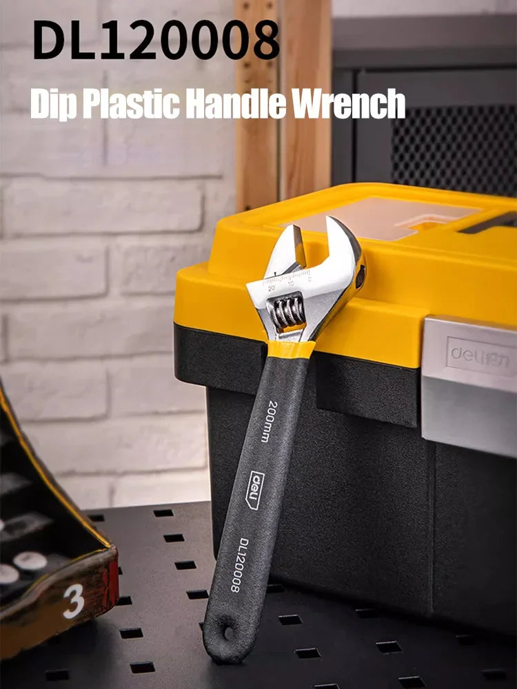 Deli Adjustable Wrench Car Bicycle Wrenchs Dip Plastic Carbon Steel Universal Spanner Mechanical Workshop Hand Repair Tools