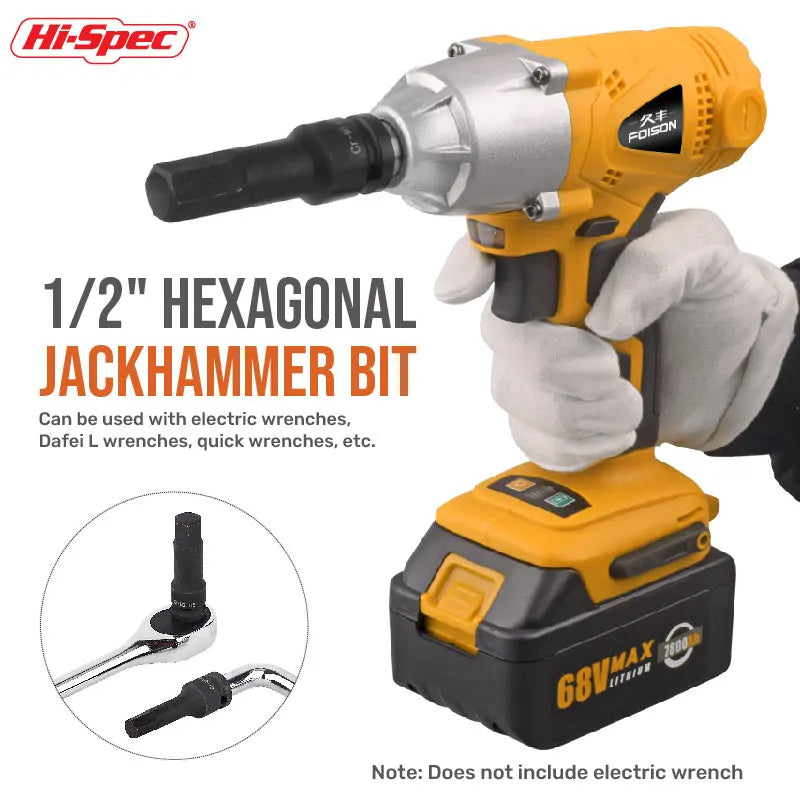 Hi-Spec 1/2 Impact Screwdriver Hex Bit Socket Heavy Duty Electric Wrench Drill Adapter H5 to H19 Cr-Mo Hand Tool for Auto Repair