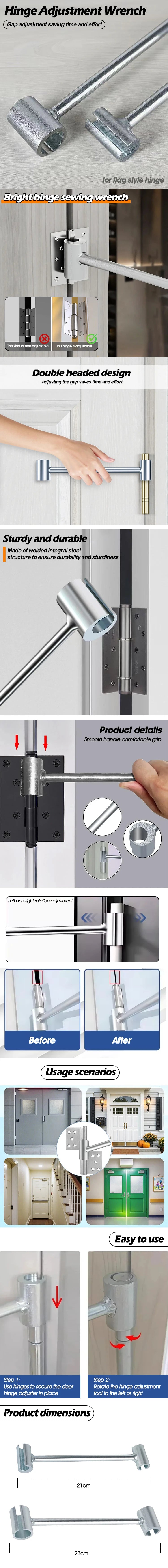 1PC Double Head Hinge Gaps Adjusting Wrench Labor-Saving Hinges Gaps Repair Wrenches Hand Tools Spanners for Round Bolt