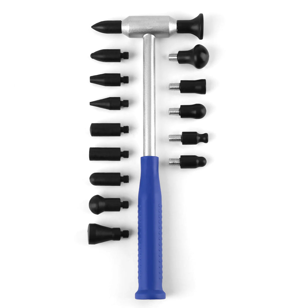 PDR Tool Dent Repair Hammer Set 15 Interchangeable Heads for Precise Removal of Small Hail Damage Rustproof Aluminum Alloy