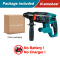 Kamolee 2000W 10600IPM Brushless Cordless Rotary Hammer Drill Rechargeable Electric Hammer Impact Drill