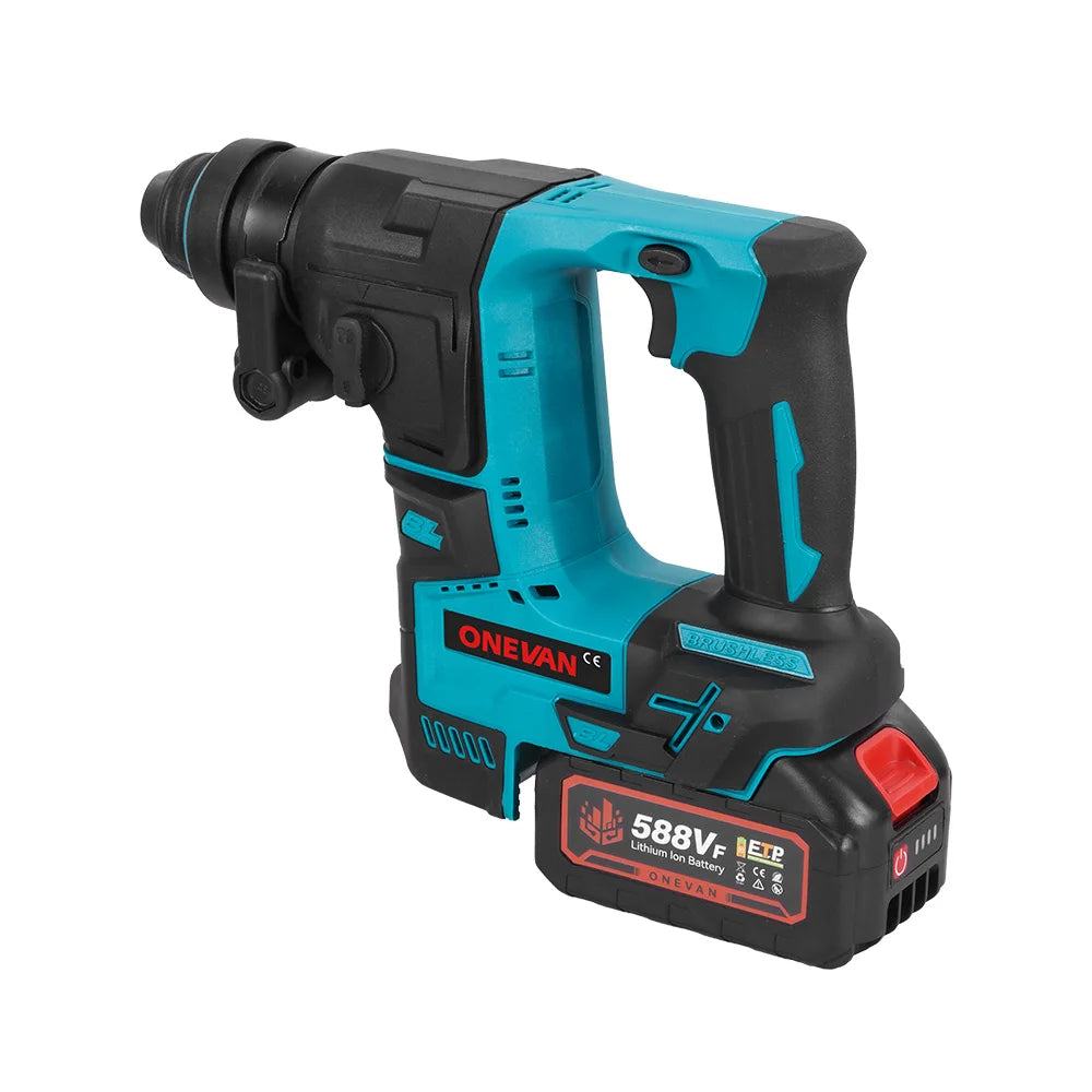 ONEVAN 27MM Brushless Electric Hammer Impact Drill Cordless Multifunction Rotary Hammer Power Tool For Makita 18V Battery Pin
