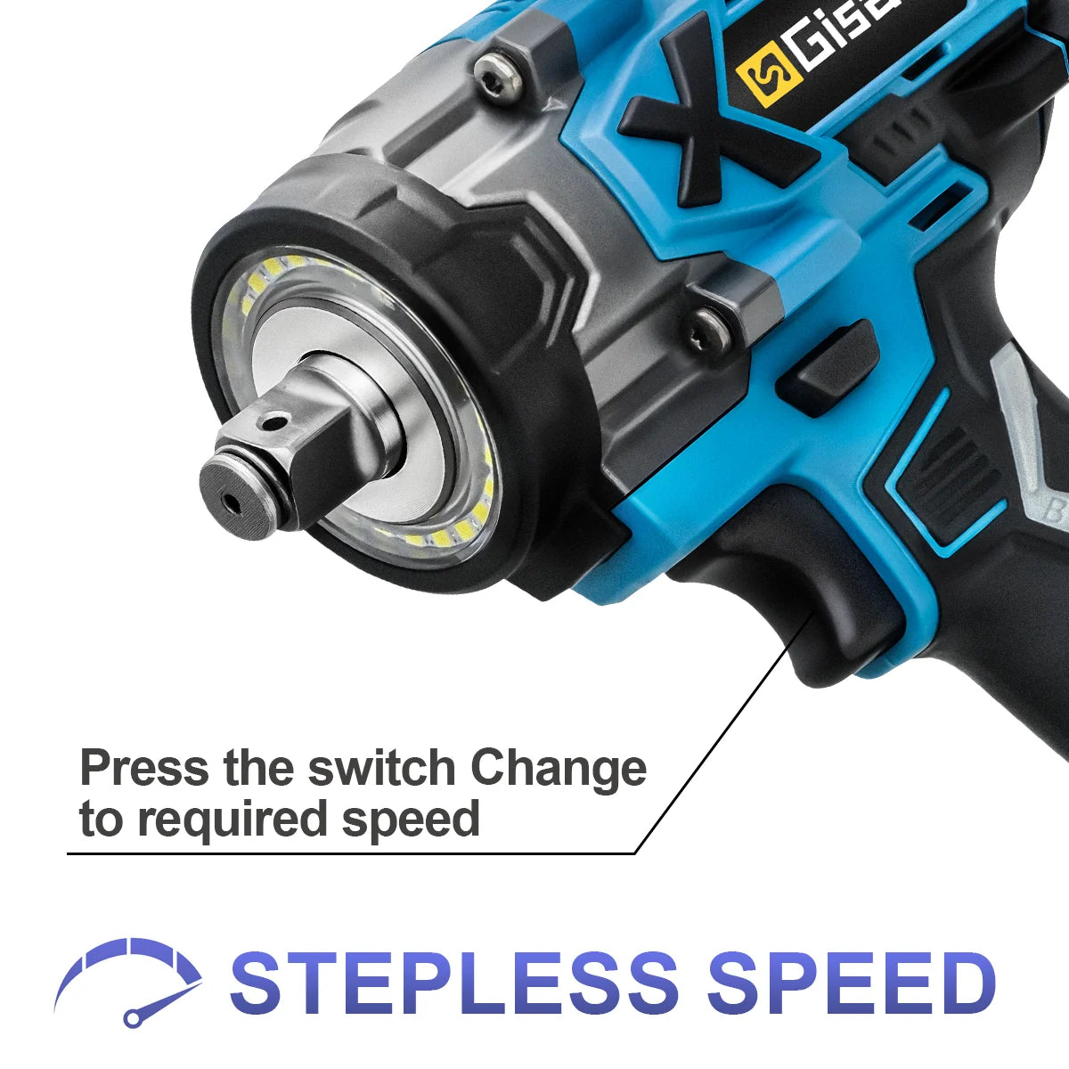 Gisam 900N.M Torque Brushless Electric Impact Wrench 1/2 inch Cordless Wrench Screwdriver Power Tools For Makita 18V Battery Pin