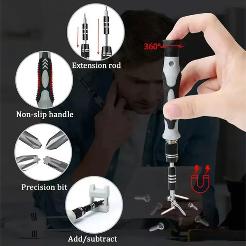 115 in1 Precision Screwdriver Kit, Includes Magnetic Tips, Ideal for Electronics and Laptop Repairs, Professional Nut Driver New