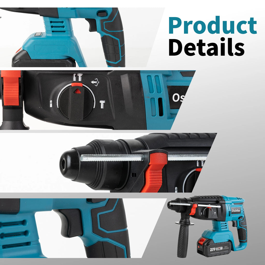 26mm Brushless Electric Hammer Drill Multifunctional Rotary Hammer Drill Cordless Impact Drill Tool For Makita 18V Battery Pin