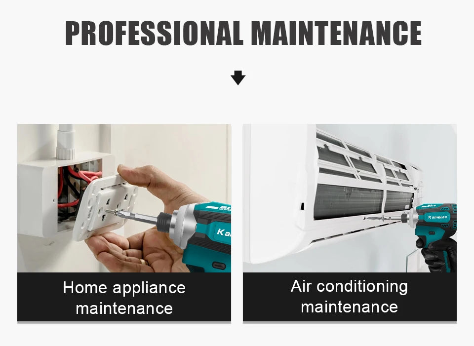 Kamolee 588Nm Cordless Electric Impact Brushless Wrench 5 Speed Screwdriver Power Tool 1/4" with 3 LED Light for 18V 21V Battery