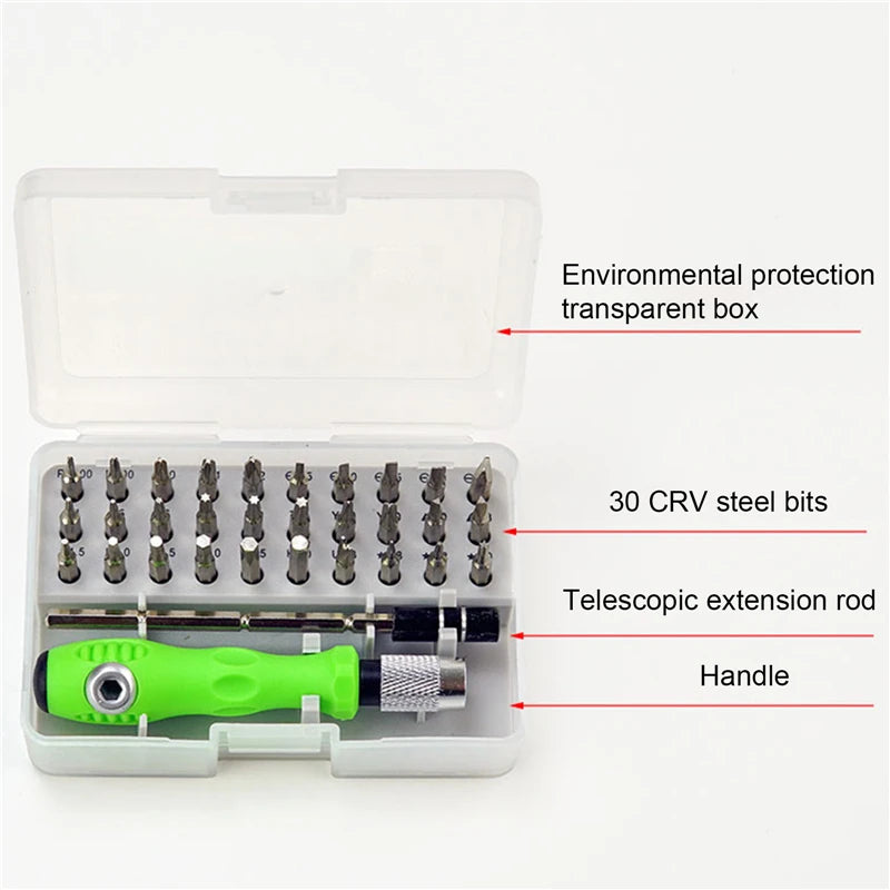 32 in 1  Screwdriver Set Precision Magnetic bit Screw drivers Handle Kits Phone PC Repair Hand Tools for IPhone Watch Camera