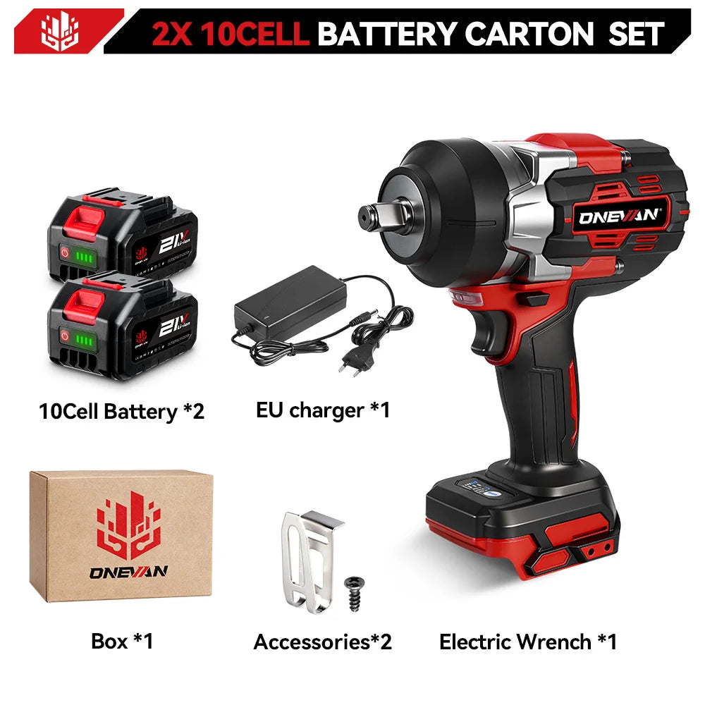 ONEVAN 2800N.M 2800W Brushless Electric Impact Wrench 1/2 Inch Cordless Wrench Screwdriver Power Tool For Makita 18V Battery Pin