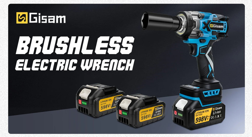 Gisam 900N.M Brushless Electric Wrench 1/2 Inch Impact Wrench Electirc Screwdriver Drill Compatible with Makita 18V Battery Pin