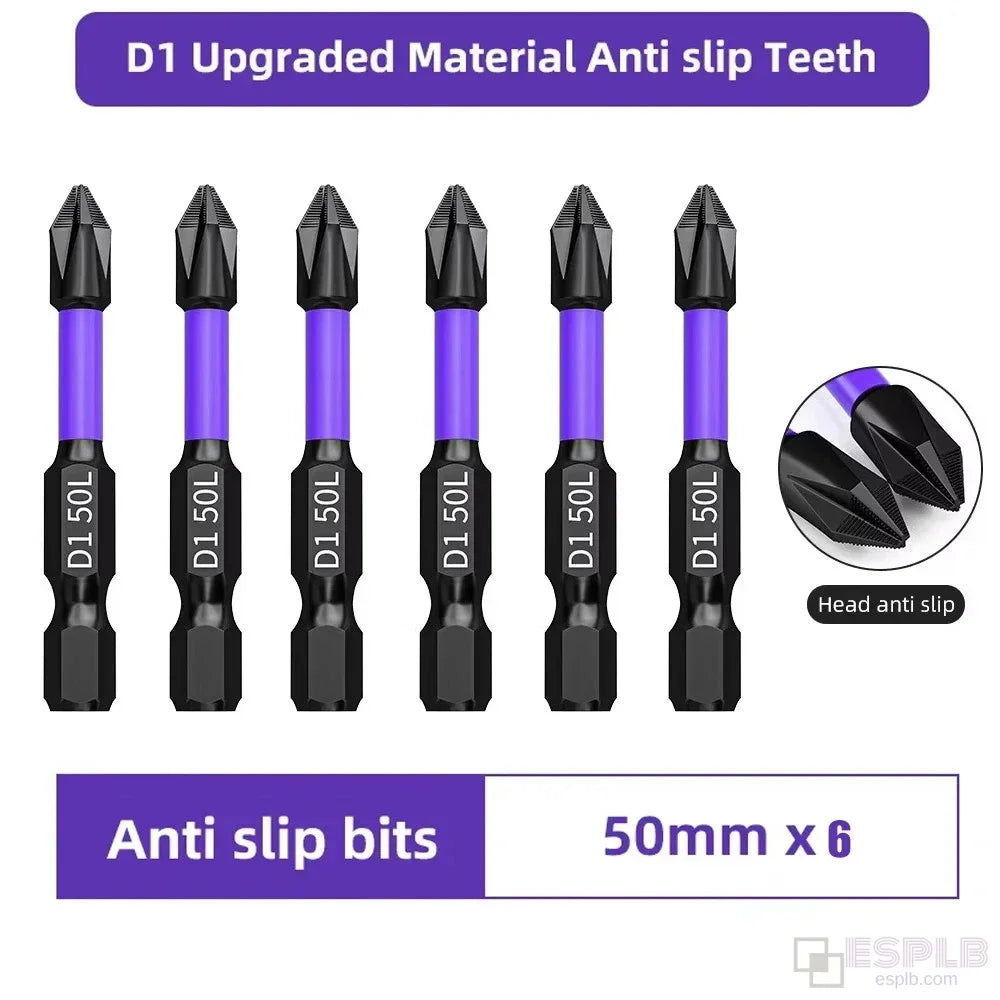 ESPLB 6pcs Non-Slip Upgraded High Hardness Strong Magnetic Phillips Screwdriver Bits Shockproof Hex Shank Alloy Steel Bits