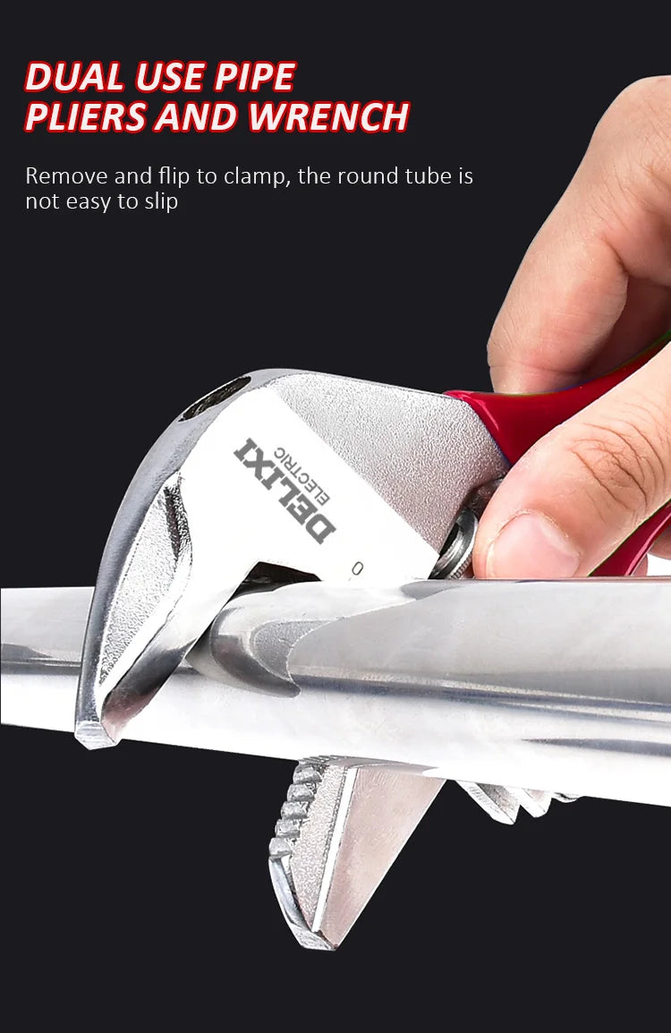 DELIXI ELECTRIC Short Handle Wrench，Big Opening Ratchet Wheel Adjustable Bathroom Wrench，for MaintainingBathroomPiping Facilitie