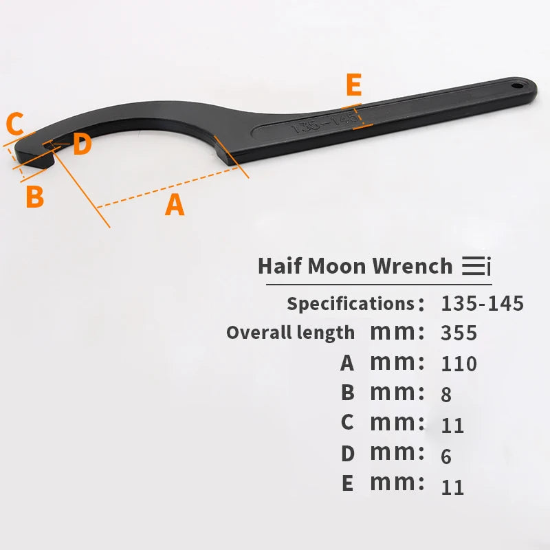 1pcs Round Nut Hook Spanner Mill Holder Half Moon Wrench 22-26 34-36 38-42 45-52 55-62 85-105 90-95 165-170
