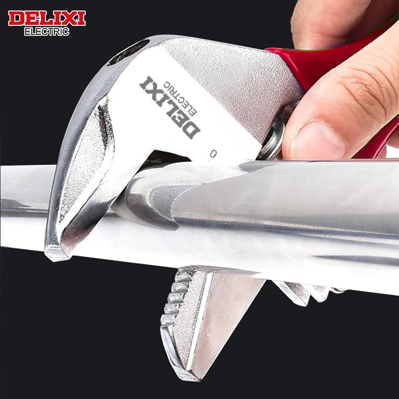 DELIXI ELECTRIC Short Handle Wrench，Big Opening Ratchet Wheel Adjustable Bathroom Wrench，for MaintainingBathroomPiping Facilitie