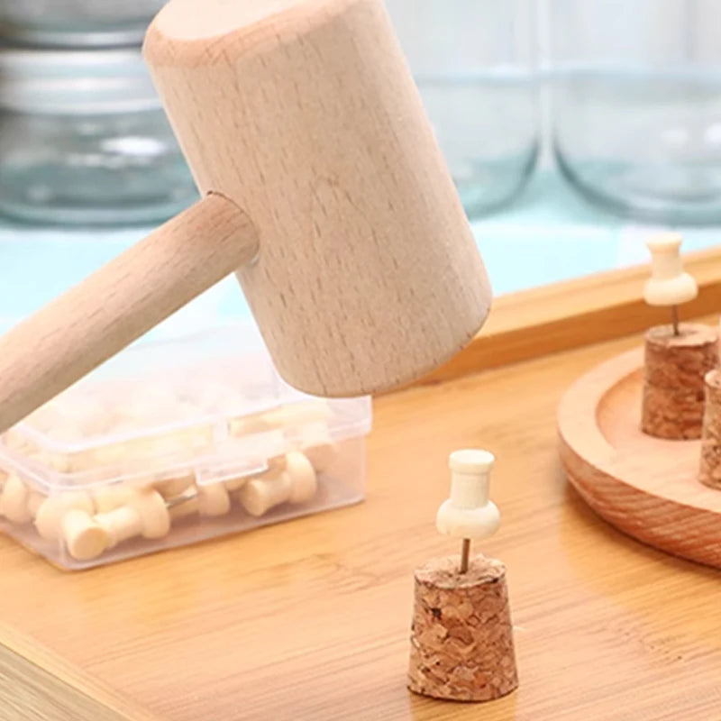 Mini Wooden Hammer Kids Balls Toy Pounder Replacement Wood Mallets Baby Tools for DIY Handicraft Hammer