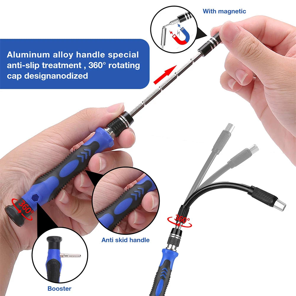 122-Piece Magnetic Screwdriver Set Professional Precision Tool Kit with CR-V Steel Bits Magnetic Tips For DIY Repairs