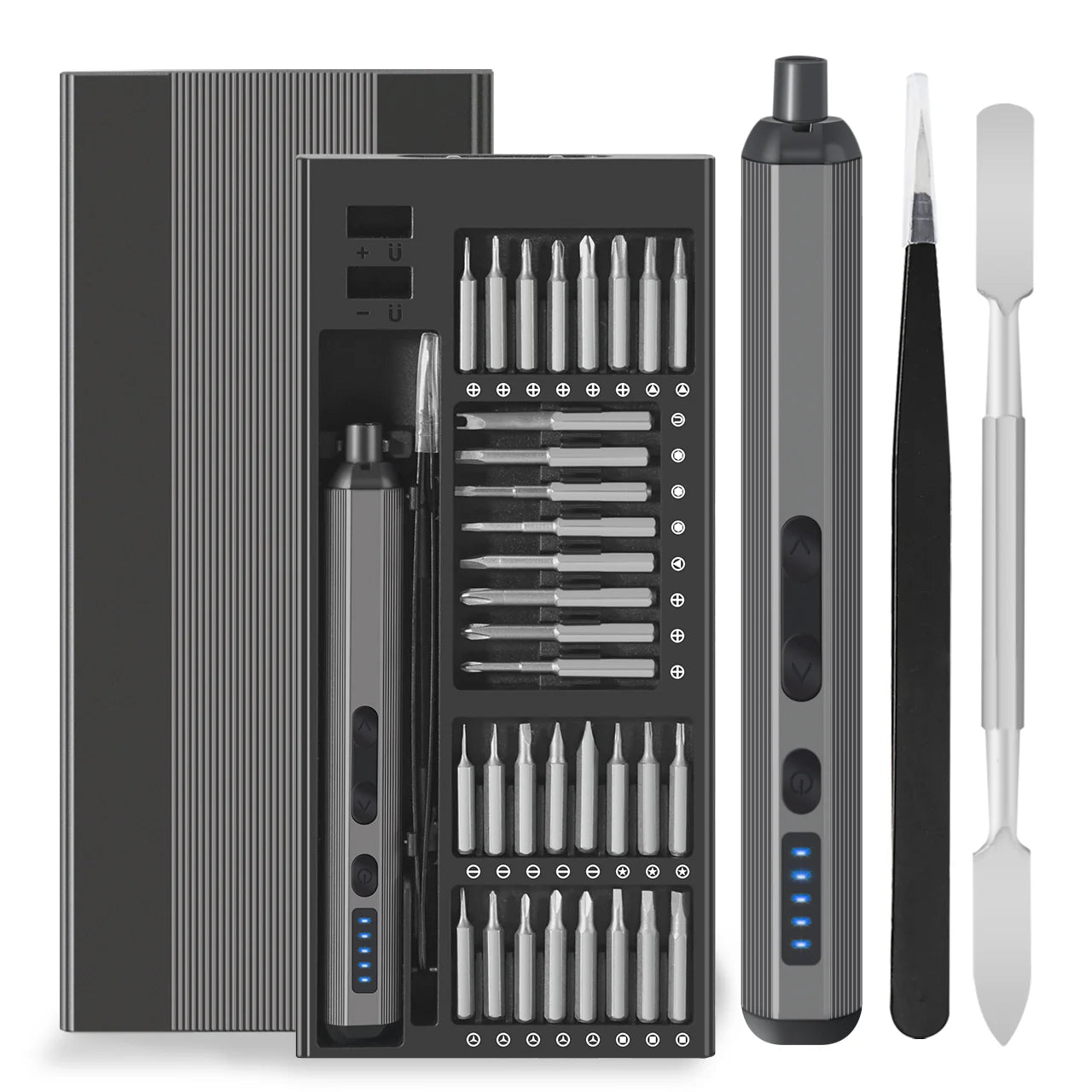 Precision Electric Screwdriver Set 68 in 1 Cordless 64 S2 Precision Drill Bits 5 Torque Settings LED Hand Repair Tool Kit