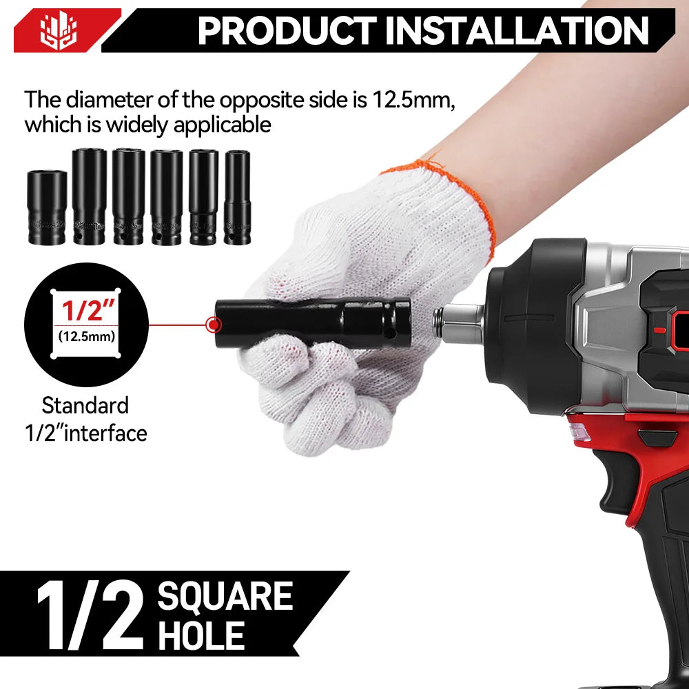 ONEVAN 2800N.M 2800W Brushless Electric Impact Wrench 1/2 Inch Cordless Wrench Screwdriver Power Tool For Makita 18V Battery Pin