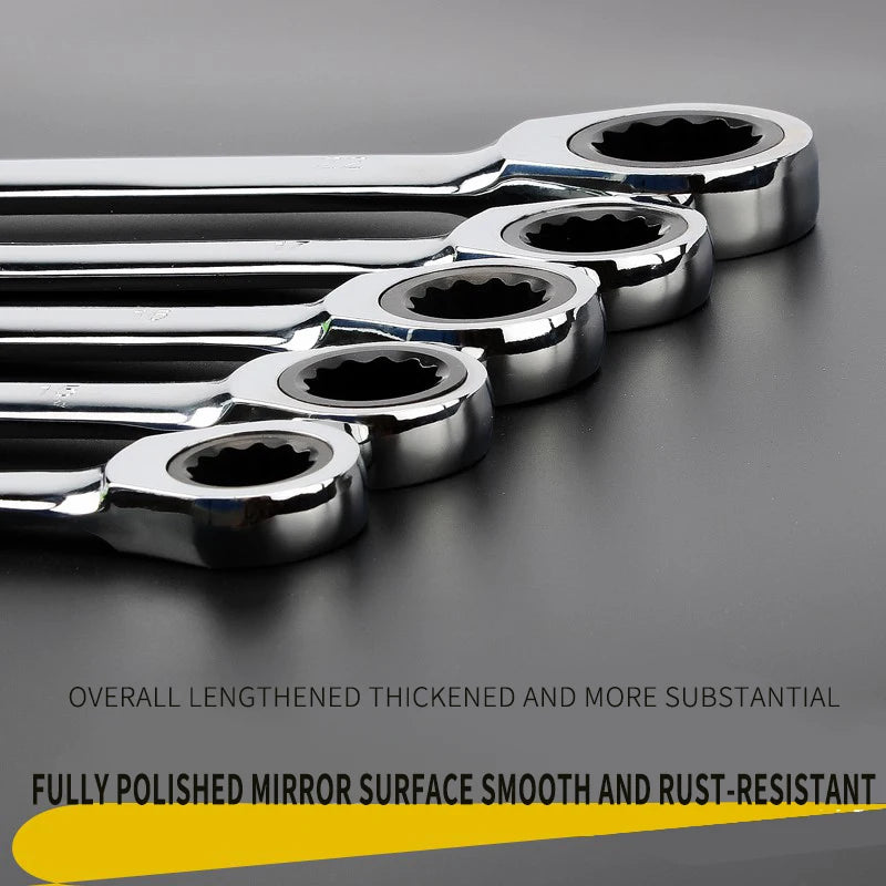 chrome vanadium  ring gear ratchet wrench reversible 6-8-10-12-13-14-17-18-19-21-22-24-30-32mm ratchet combination spanner set