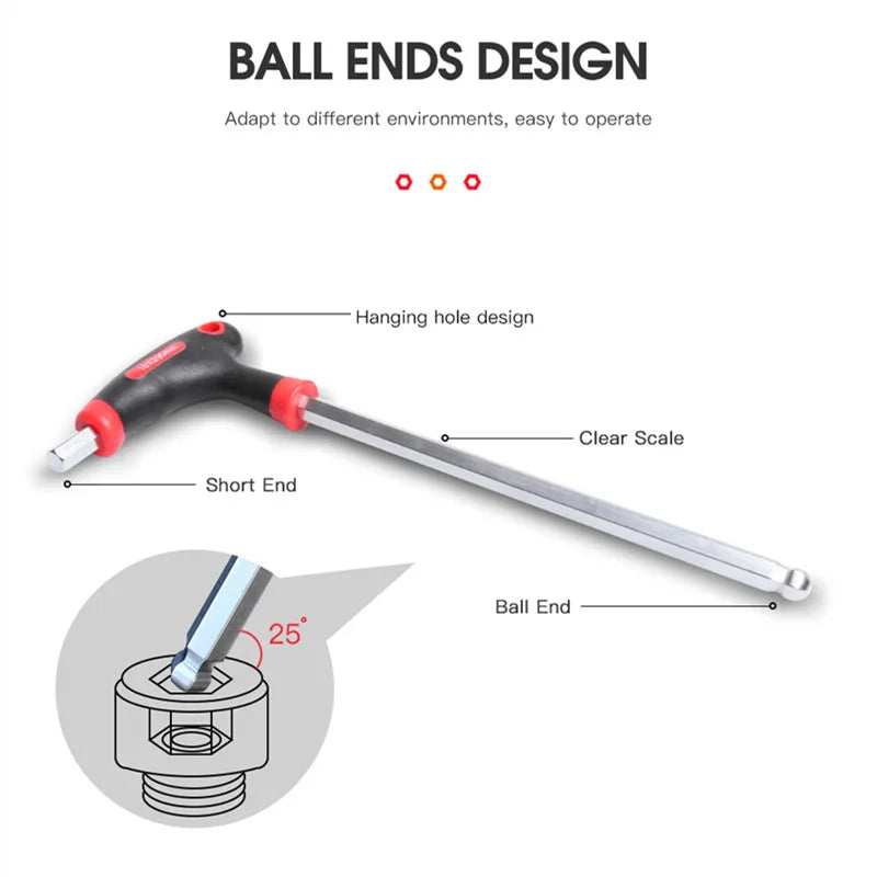 Professional Color Coded Long Hex Key Set,10 Piece Metric Allen Key Set,Easily Access Hard-to-Reach Spots, Includes Storage Case