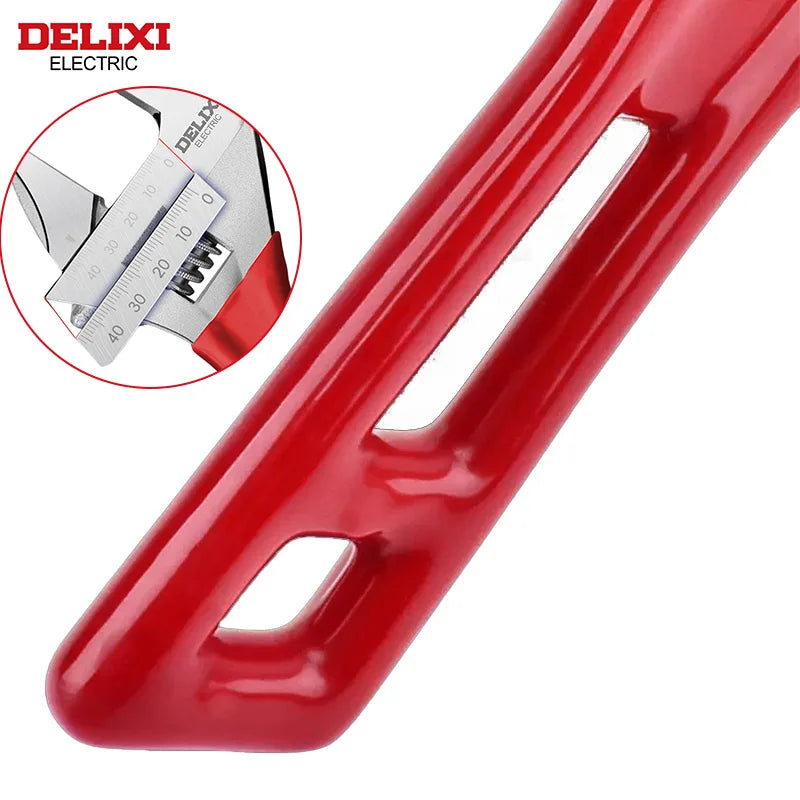 DELIXI ELECTRIC Short Handle Wrench，Big Opening Ratchet Wheel Adjustable Bathroom Wrench，for MaintainingBathroomPiping Facilitie