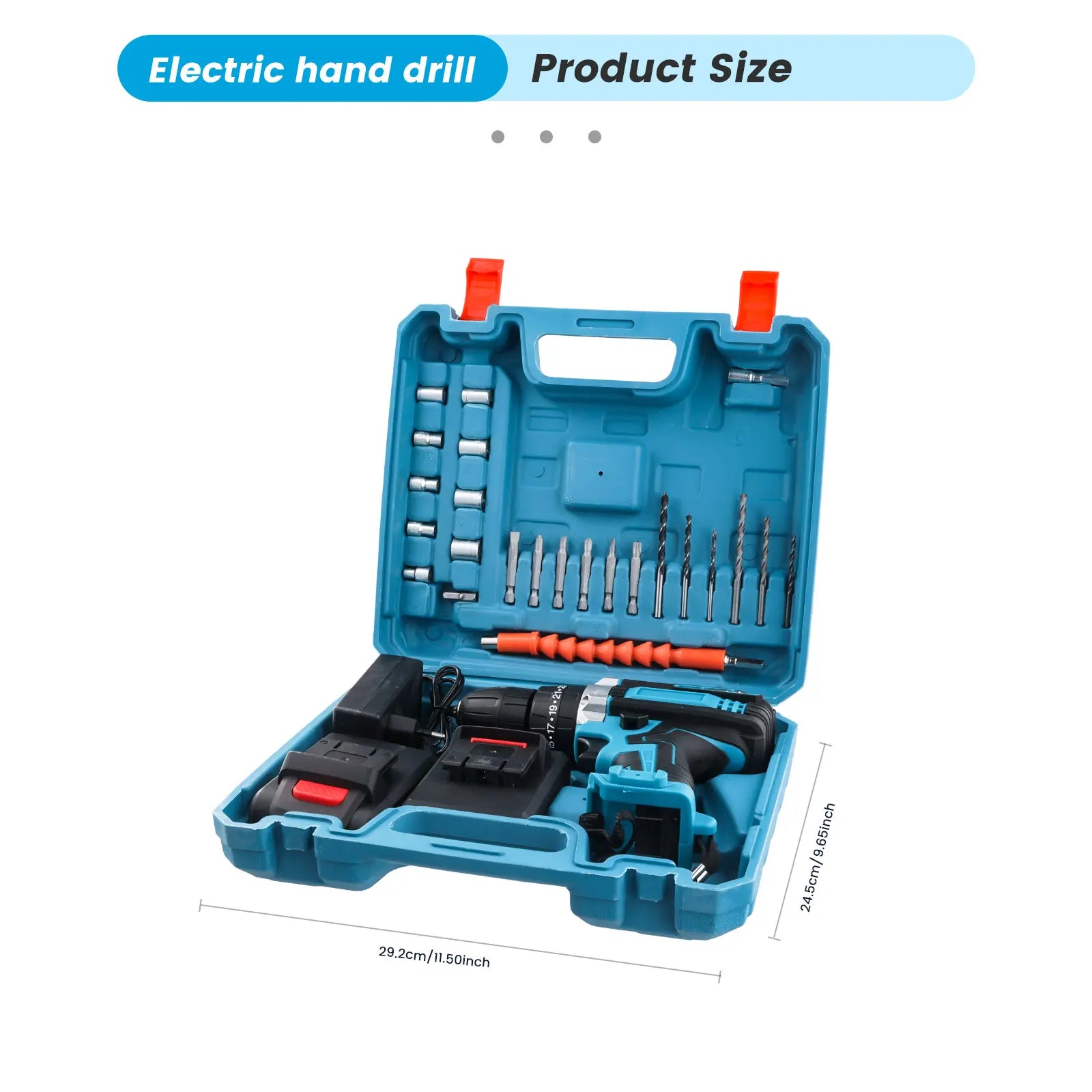 21V Cordless Brush Drill Driver with Impact Function Rotary Hammer 2-Speed Hammer Drill Electric Screwdriver Set With 2 Battery