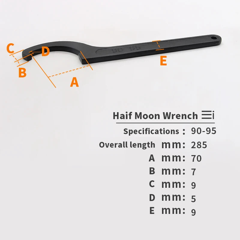 1pcs Round Nut Hook Spanner Mill Holder Half Moon Wrench 22-26 34-36 38-42 45-52 55-62 85-105 90-95 165-170