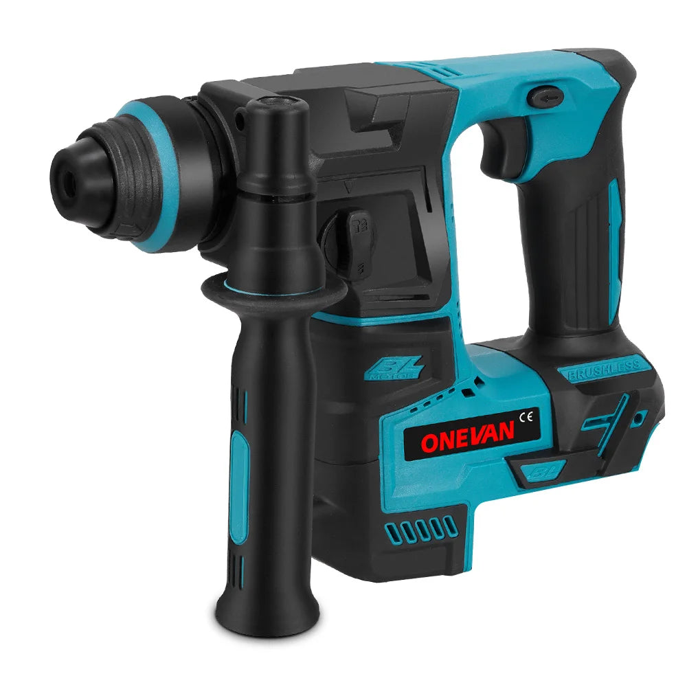 ONEVAN 27MM Brushless Electric Hammer Impact Drill Cordless Multifunction Rotary Hammer Power Tool For Makita 18V Battery Pin