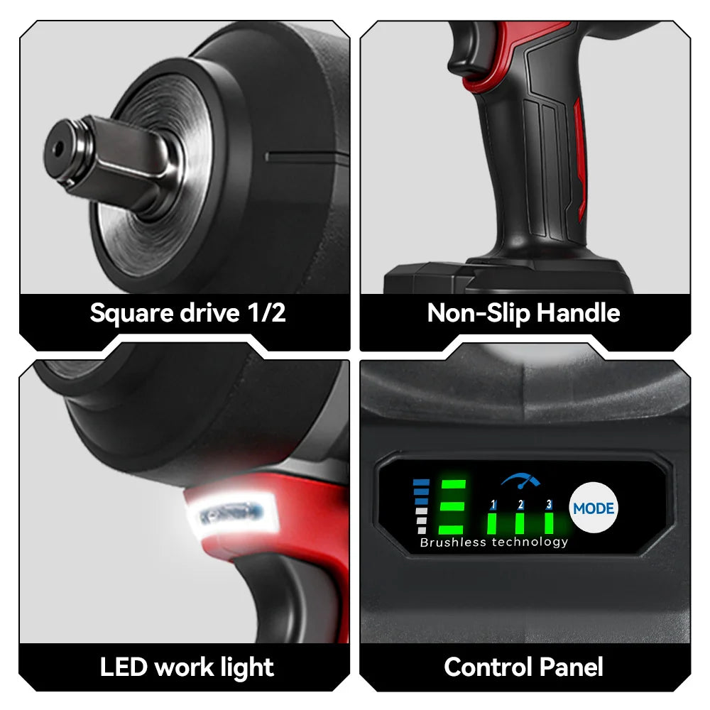 ONEVAN 2800N.M 2800W Brushless Electric Impact Wrench 1/2 Inch Cordless Wrench Screwdriver Power Tool For Makita 18V Battery Pin