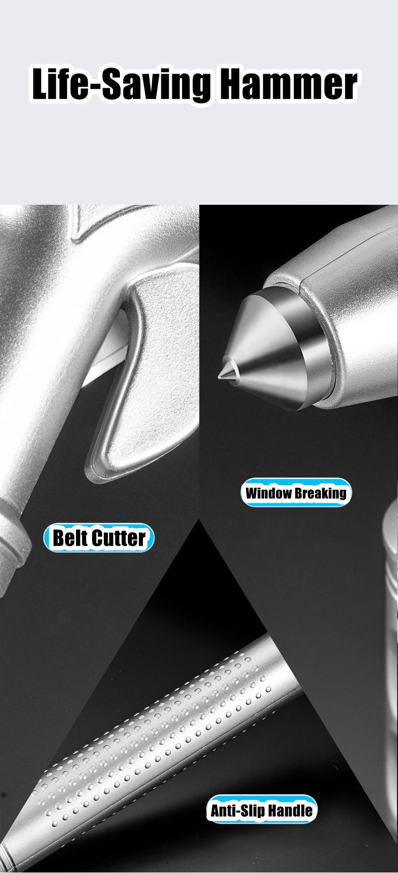 Car Safety Hammer Car Window Breaker Emergency Hammer Seat Belt Cutter Suitable for Car Rescue Escape Rescue Safety Hammer