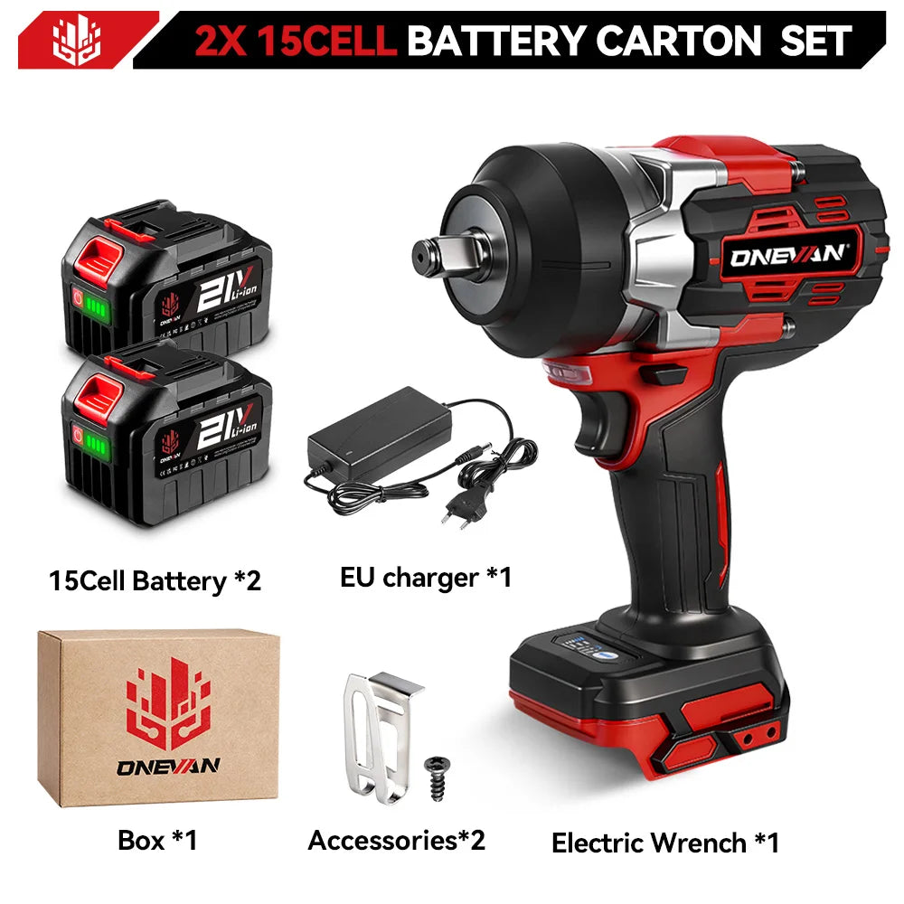 ONEVAN 2800N.M 2800W Brushless Electric Impact Wrench 1/2 Inch Cordless Wrench Screwdriver Power Tool For Makita 18V Battery Pin