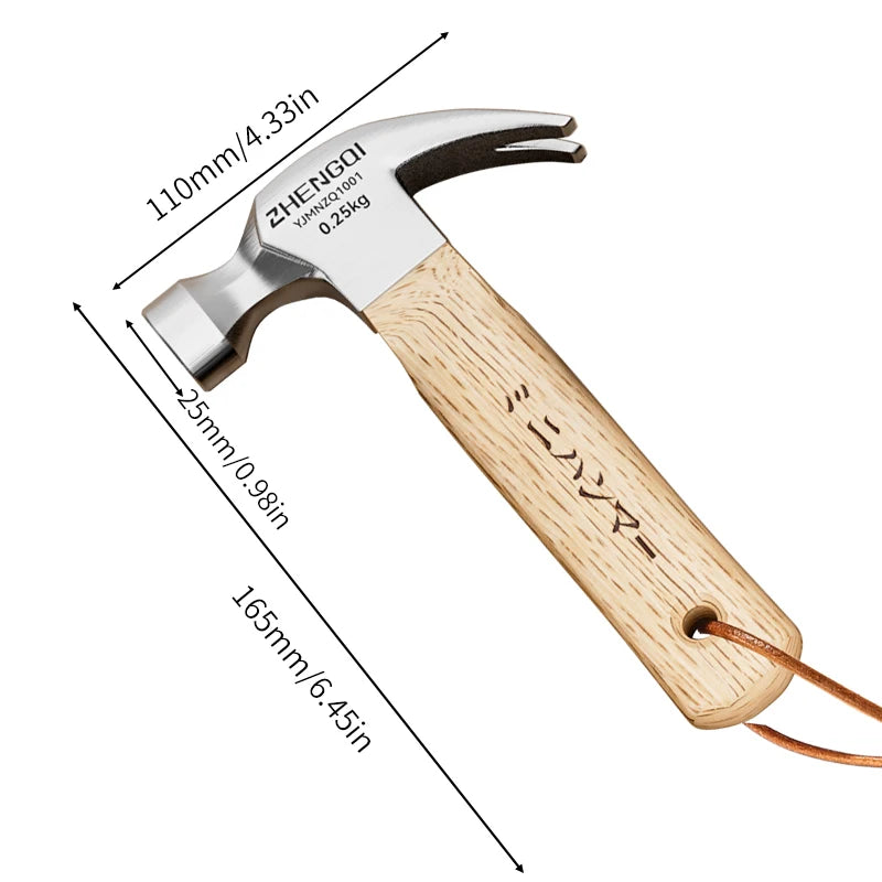 Mini Claw Hammer Household Tools Commonly Used in Woodworking Knock Out Nails Wooden Handle Small Hammer High Carbon Steel