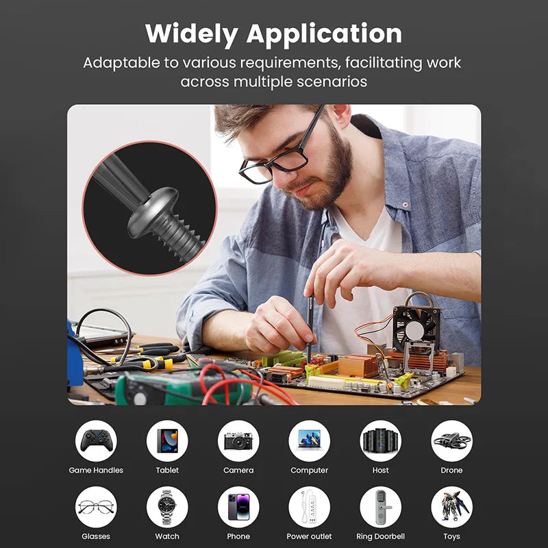 Precision Screwdriver Set, Screwdriver Kit with 36 Long S2 Bits, Magnetic Repair Tool for Glasses, Watches, PC, Computer, Camera