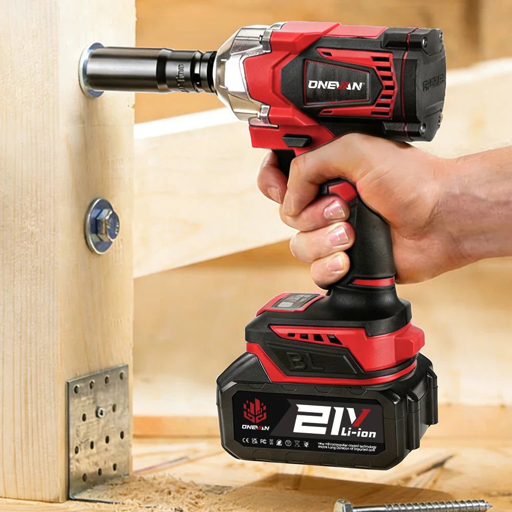 ONEVAN 1200N.M Brushless Electric Impact Wrench 1/2 inch Cordless Screwdriver Wrench Power Tool For Makita 18V Battery Pin