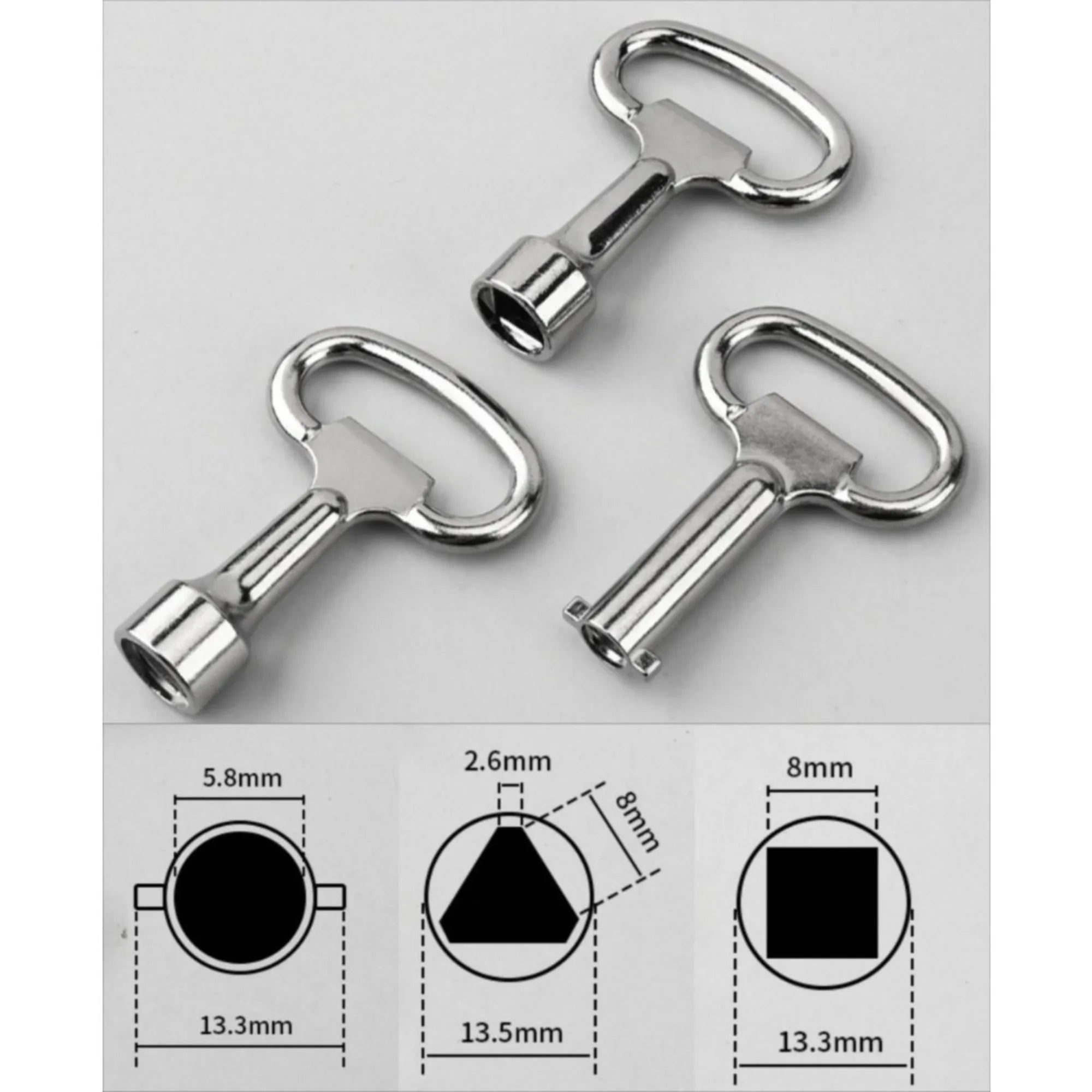 5/3PCS Silver Inner Triangle Key Wrench Square Key Water Tap 8Mm Vent Key Wrench Elevator Water Meter Valve Wrench